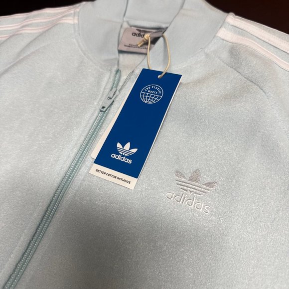 Adidas Mens Blue SST Sports Long Sleeve Pockets Full Zip Track Jacket Size M - Picture 2 of 3